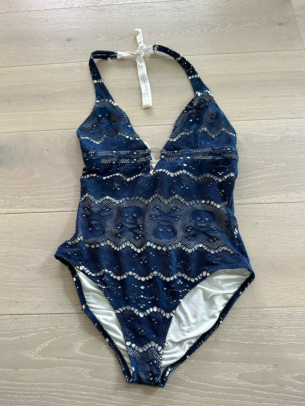 Letarte blue Skull Lace Plunging One Piece medium